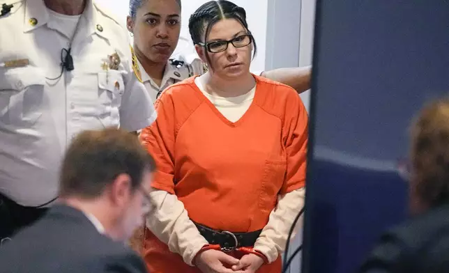 FILE - Danielle Dauphinais, who was charged with second-degree murder and two counts of witness tampering in the death of her five-year-old son Elijah Lewis, appears in Hillsborough Superior Court South, Sept. 26, 2024, in Nashua, N.H. (AP Photo/Charles Krupa, Pool, File)