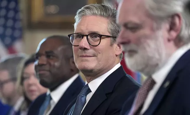 FILE - Britain's Prime Minister Keir Starmer attends a bilateral meeting hosted by President Joe Biden, not pictured, in the Blue Room of the White House, Friday, Sept. 13, 2024, in Washington. (AP Photo/Manuel Balce Ceneta, File)