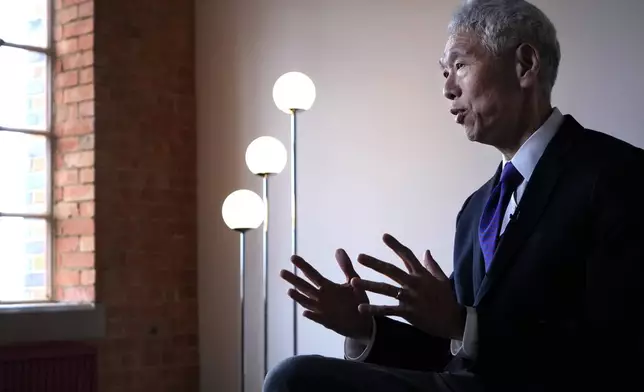 Lee Hsien Yang, who has been granted political asylum in the UK from what he called persecution in Singapore, as he is interviewed by Associated Press in London, Monday, Oct. 28, 2024. (AP Photo/Kirsty Wigglesworth)