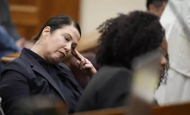 Prosecutor Shelia Ross listens to witness testimony as Jose Ibarra, accused of killing a nursing student, Laken Hope Riley, appears in court for a motion hearing on Friday, Oct. 11, 2024, in Athens, Ga. (AP Photo/Brynn Anderson, Pool)