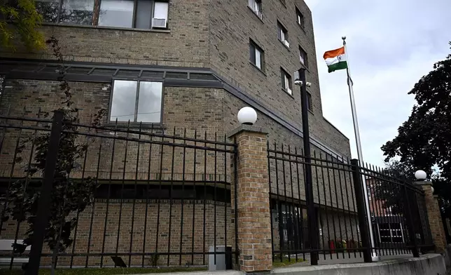 The High Commission of India in Canada is seen in Ottawa, Ontario, Monday, Oct. 14, 2024. (Justin Tang/The Canadian Press via AP)