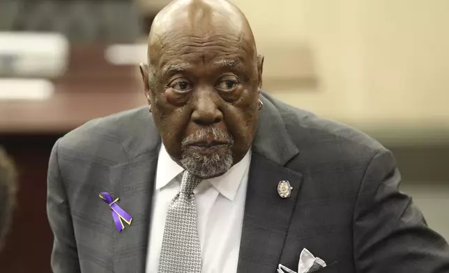 Charles Barr waits for a hearing to begin where his record was cleared after he was arrested in 1960 for sitting at an all-white South Carolina lunch counter on Friday, Oct. 25, 2024, in Columbia, S.C. (AP Photo/Jeffrey Collins)