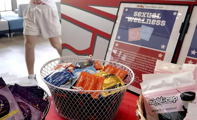 Condoms and other sexual wellness items are made available to students at the University of Mississippi campus in Oxford, Miss., Wednesday, Aug. 28, 2024. (AP Photo/Karen Pulfer Focht)