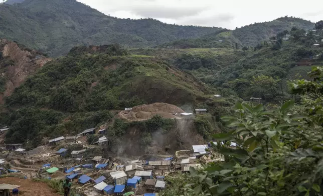 Aerial view of mining in Kamituga, eastern Congo, Thursday, Sept. 5, 2024. (AP Photo/Moses Sawasawa)