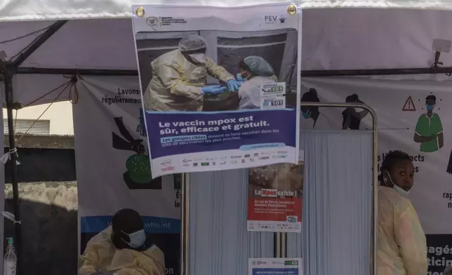 Health workers prepare to administer mpox vaccine to members of the public at the General hospital, in Goma, Democratic Republic of Congo Saturday, Oct. 5, 2024. (AP Photo/Moses Sawasawa)