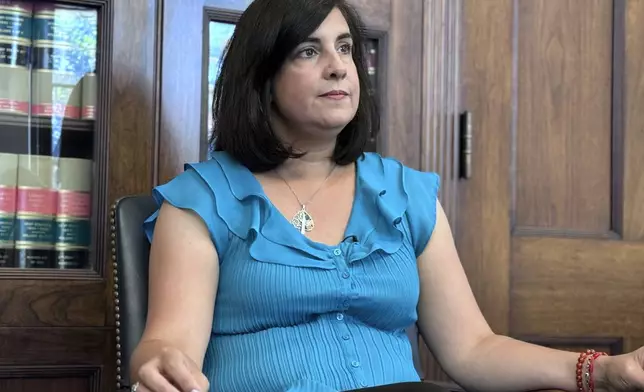 Rep. Nicole Malliotakis, R-NY, speaking in an interview with The Associated Press about working in the 118th Congress, on June 26, 2024, in Washington. (AP Photo/Mike Pesoli)