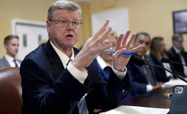 FILE - Rep. Mark Amodei, R-Nev., chairman of the House Appropriations Subcommittee on the Legislative Branch, speaks at the Capitol in Washington, Oct. 2, 2023. (AP Photo/J. Scott Applewhite, File)