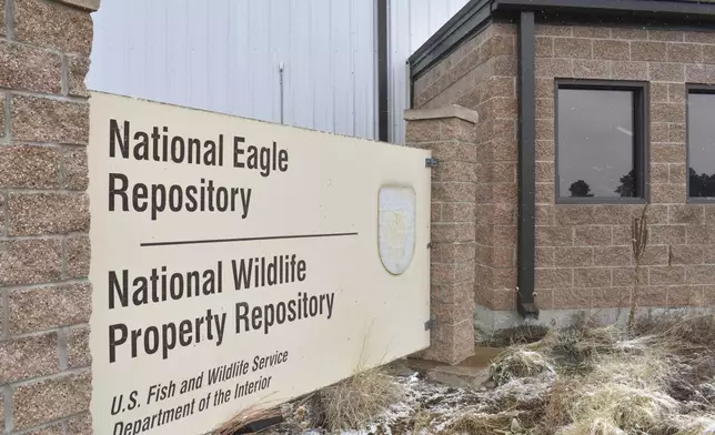 The exterior of the U.S. Fish &amp; Wildlife Service's National Eagle Repository is seen in Commerce City, Colo., on March 8, 2024. (AP Photo/Matthew Brown)