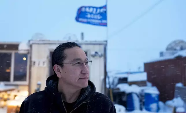 Charles Lampe, president of the Kaktovik Inupiat Corporation and a city council member, poses for a portrait outside his home in Kaktovik, Alaska, Wednesday, Oct. 16, 2024. (AP Photo/Lindsey Wasson)