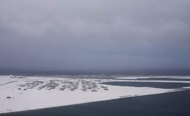 The village of Kaktovik is seen at the edge of Barter Island in the Arctic National Wildlife Refuge, near Kaktovik, Alaska, Monday, Oct. 14, 2024. (AP Photo/Lindsey Wasson)