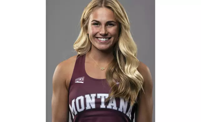 This handout provided by the University of Montana Athletic Department shows track athlete Lily Meskers, Friday, Oct. 18, 2024, in Missoula, Montana. (Ryan Brennecke/University of Montana via AP)