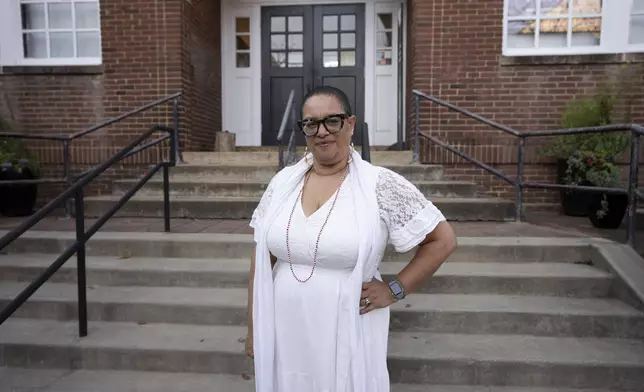 Leslie M. Scott-Jones, curator of learning and engagement at the Jefferson School African American Heritage Center, poses for a portrait on Thursday, Oct. 10, 2024, in Charlottesville, Va. (AP Photo/Serkan Gurbuz)