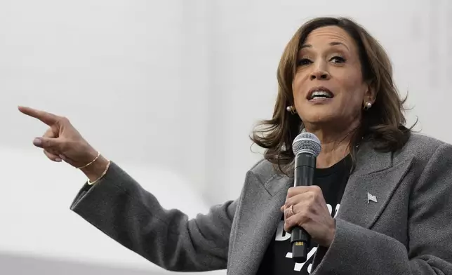 Democratic presidential nominee Vice President Kamala Harris speaks during a campaign event at Western International High School in Detroit, Saturday, Oct. 19, 2024. (AP Photo/Jacquelyn Martin)