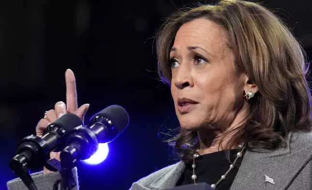 Democratic presidential nominee Vice President Kamala Harris speaks during a campaign event at Lakewood Amphitheatre, Saturday, Oct. 19, 2024, in Atlanta. (AP Photo/Jacquelyn Martin)