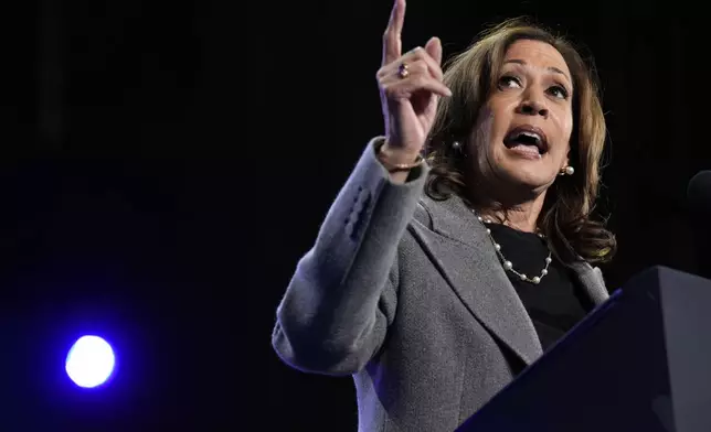 Democratic presidential nominee Vice President Kamala Harris speaks during a campaign event at Lakewood Amphitheatre, Saturday, Oct. 19, 2024, in Atlanta. (AP Photo/Jacquelyn Martin)