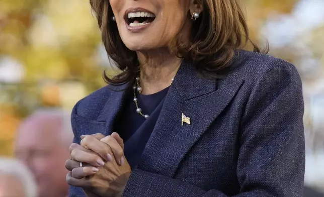 Democratic presidential nominee Vice President Kamala Harris speaks during a campaign event at Washington Crossing Historic Park, Wednesday, Oct. 16, 2024, in Washington Crossing, Pa. (AP Photo/Jacquelyn Martin)