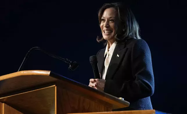 Democratic presidential nominee Vice President Kamala Harris speaks during a church service at Koinonia Christian Center in Greenville, N.C., Sunday, Oct. 13, 2024. (AP Photo/Susan Walsh)