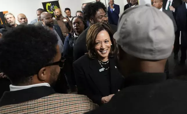 Democratic presidential nominee Vice President Kamala Harris visits Norwest Gallery of Art in Detroit, Tuesday, Oct. 15, 2024. (AP Photo/Jacquelyn Martin)