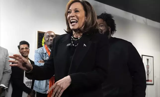 Democratic presidential nominee Vice President Kamala Harris visits Norwest Gallery of Art in Detroit, Tuesday, Oct. 15, 2024. (AP Photo/Jacquelyn Martin)