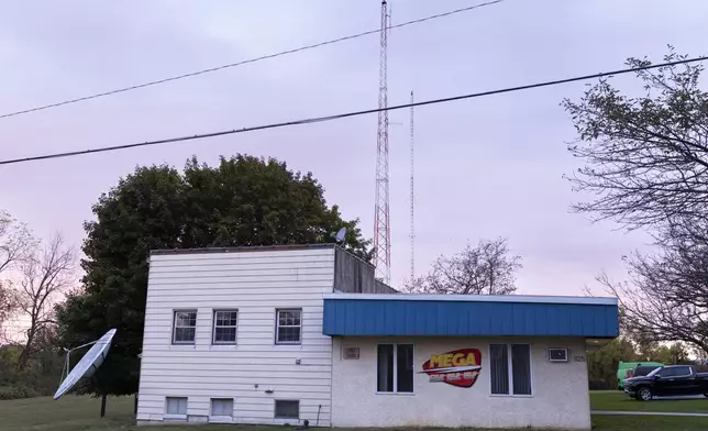 Radio station La Mega 101.7 FM in Allentown, Pa., Tuesday, Oct. 15, 2024. (AP Photo/Ryan Collerd)