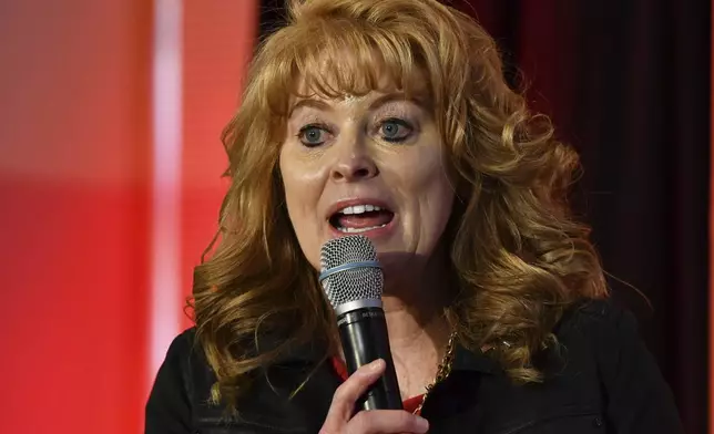 FILE - Stacy Garrity, the Republican state treasurer of Pennsylvania, speaks at a campaign event at the Beerded Goat Brewing Co., April 25, 2024, in Harrisburg, Pa. (AP Photo/Marc Levy, File)