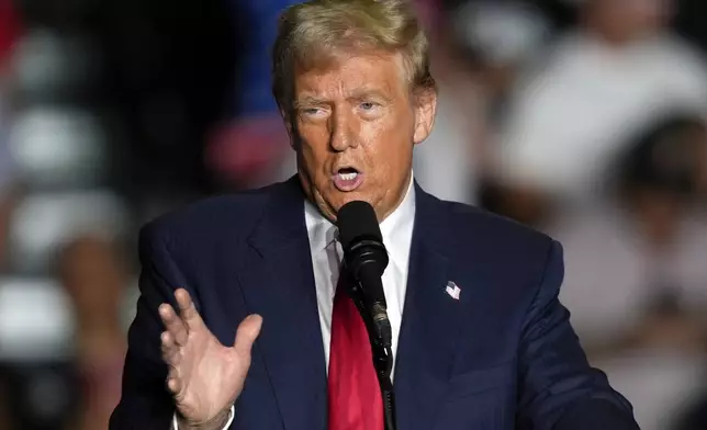 FILE – Former President Donald Trump, the Republican presidential nominee, speaks during a campaign rally at Greensboro Coliseum, on Oct. 22, 2024, in Greensboro, North Carolina. (AP Photo/Julia Demaree Nikhinson, File)