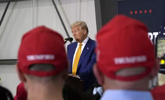 Republican presidential nominee former President Donald Trump speaks during a news conference at Austin-Bergstrom International Airport, Friday, Oct. 25, 2024, in Austin, Texas. (AP Photo/Alex Brandon)