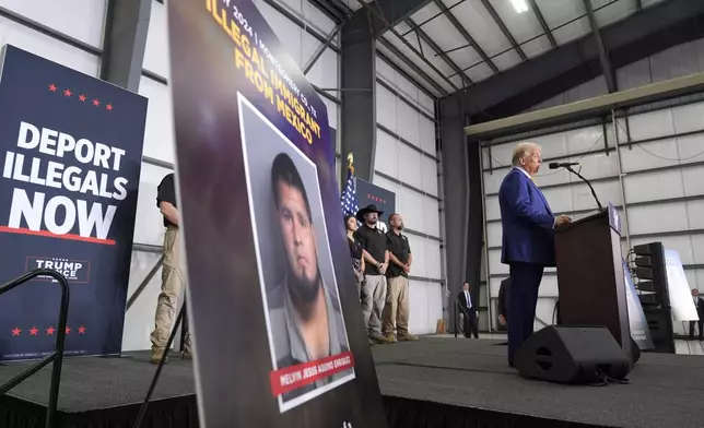 Republican presidential nominee former President Donald Trump speaks during a news conference at Austin-Bergstrom International Airport, Friday, Oct. 25, 2024, in Austin, Texas. (AP Photo/Alex Brandon)