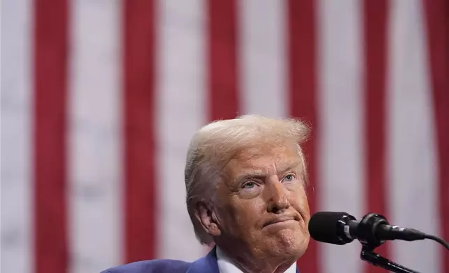 Republican presidential nominee former President Donald Trump speaks at a campaign event at the Cobb Energy Performing Arts Centre, Tuesday, Oct. 15, 2024, in Atlanta. (AP Photo/Alex Brandon)