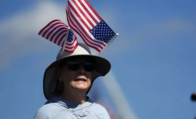 Supporters arrive before Republican presidential nominee former President Donald Trump speaks at a campaign rally at the Butler Farm Show, Saturday, Oct. 5, 2024, in Butler, Pa. (AP Photo/Julia Demaree Nikhinson)