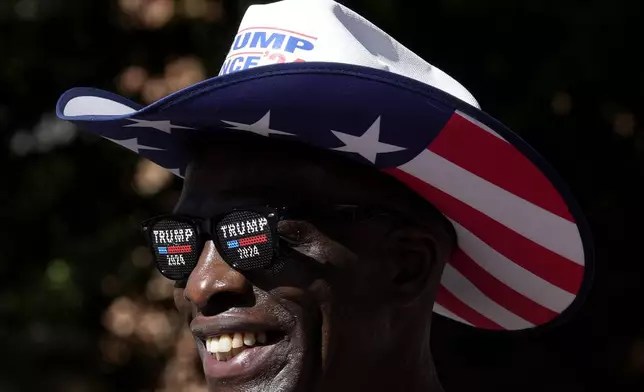 Ken Lane, of Lancaster, Pa., is pictured outside the Lancaster Convention Center, Sunday, Oct. 20, 2024, where Republican presidential nominee former President Donald Trump will hold a town hall. (AP Photo/Susan Walsh)