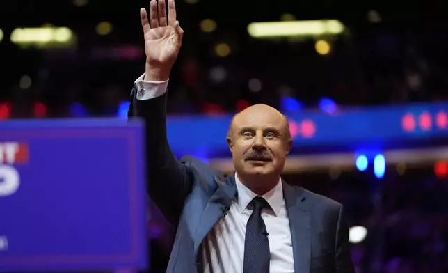 Dr. Phil speaks before Republican presidential nominee former President Donald Trump at a campaign rally at Madison Square Garden, Sunday, Oct. 27, 2024, in New York. (AP Photo/Alex Brandon)