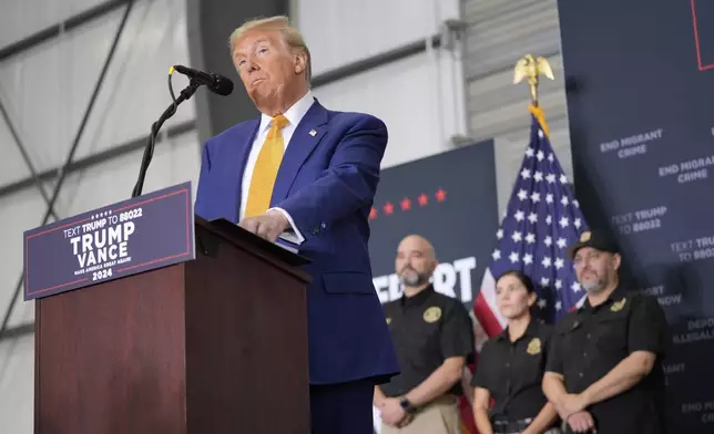 Republican presidential nominee former President Donald Trump speaks during a news conference at Austin-Bergstrom International Airport, Friday, Oct. 25, 2024, in Austin, Texas. (AP Photo/Alex Brandon)