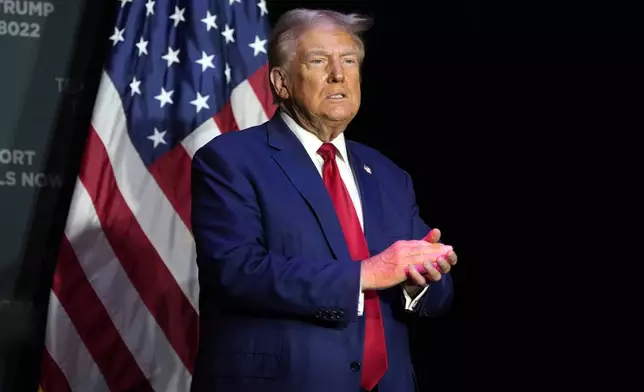 Republican presidential nominee former President Donald Trump arrives for a campaign event Saturday, Sept. 28, 2024, in Prairie du Chien, Wis. (AP Photo/Morry Gash)