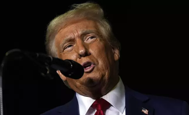 Republican presidential nominee former President Donald Trump speaks at a campaign rally at PPL Center, Tuesday, Oct. 29, 2024, in Allentown, Pa. (AP Photo/Julia Demaree Nikhinson)