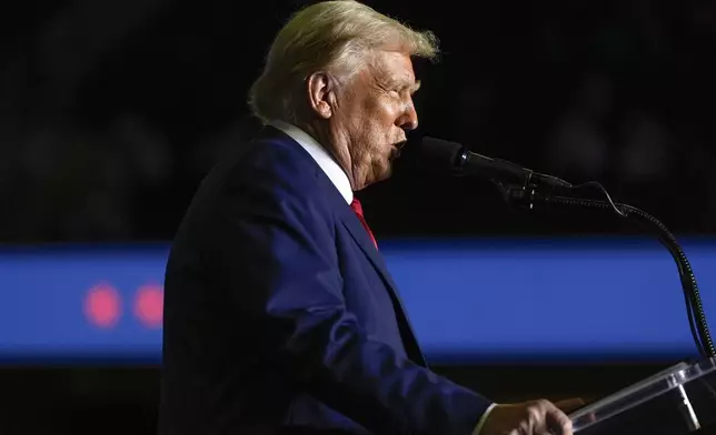 Republican presidential nominee former President Donald Trump speaks at a campaign rally at PPL Center, Tuesday, Oct. 29, 2024, in Allentown, Pa. (AP Photo/Julia Demaree Nikhinson)