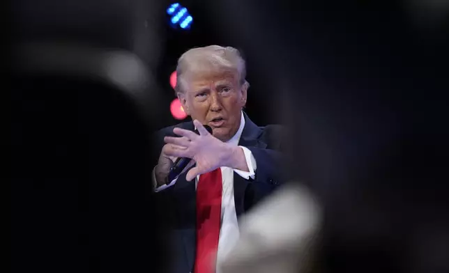 Republican presidential nominee former President Donald Trump speaks during a Univision town hall, Wednesday, Oct. 16, 2024, in Doral, Fla. (AP Photo/Alex Brandon)