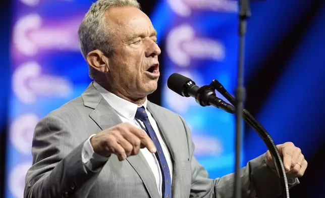 Robert F. Kennedy Jr., speaks during a campaign rally with Republican presidential nominee former President Donald Trump Wednesday, Oct. 23, 2024, in Duluth, Ga. (AP Photo/Alex Brandon)