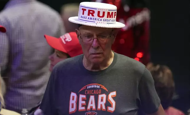 A supporter arrives before Republican presidential nominee former President Donald Trump speaks at a campaign rally at the Findlay Toyota Arena Sunday, Oct. 13, 2024, in Prescott Valley, Ariz. (AP Photo/Ross D. Franklin)