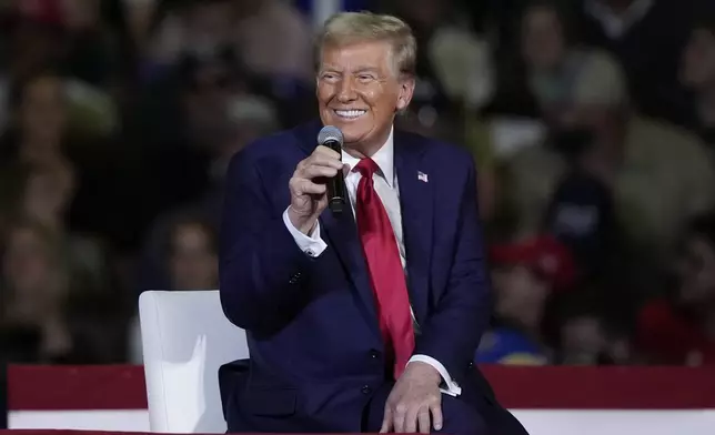 Republican presidential nominee former President Donald Trump speaks during a town hall in Lancaster, Pa., Sunday, Oct. 20, 2024. (AP Photo/Susan Walsh)