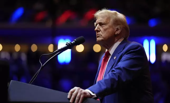 Republican presidential nominee former President Donald Trump speaks at a campaign rally at Madison Square Garden, Sunday, Oct. 27, 2024, in New York. (AP Photo/Alex Brandon)