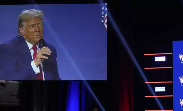 Republican presidential nominee former President Donald Trump speaks during a campaign event at the Worship With Wonders Church, Monday, Oct. 28, 2024, in Powder Springs, Ga. (AP Photo/Brynn Anderson)