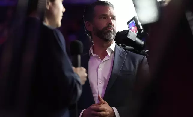 Donald Trump Jr. attends a rally for his father, Republican presidential nominee former President Donald Trump, at Madison Square Garden, Sunday, Oct. 27, 2024, in New York. (AP Photo/Julia Demaree Nikhinson)