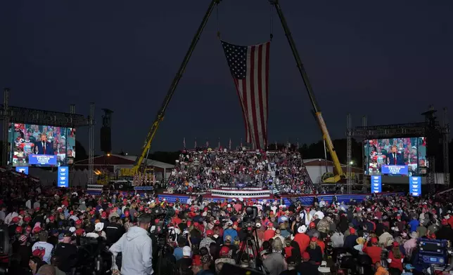 Republican presidential nominee former President Donald Trump speaks during a campaign rally at the Butler Farm Show, Saturday, Oct. 5, 2024, in Butler, Pa. (AP Photo/Julia Demaree Nikhinson)