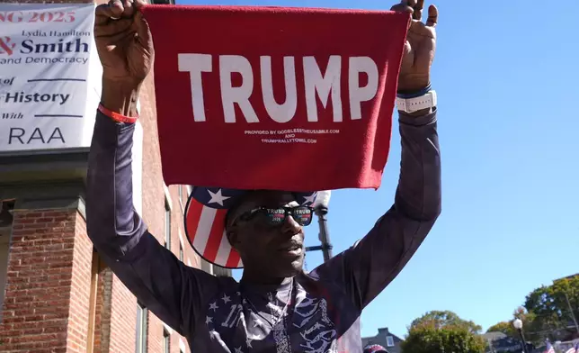 Ken Lane, of Lancaster, Pa., is pictured outside the Lancaster Convention Center, Sunday, Oct. 20, 2024, where Republican presidential nominee former President Donald Trump will hold a town hall. (AP Photo/Susan Walsh)