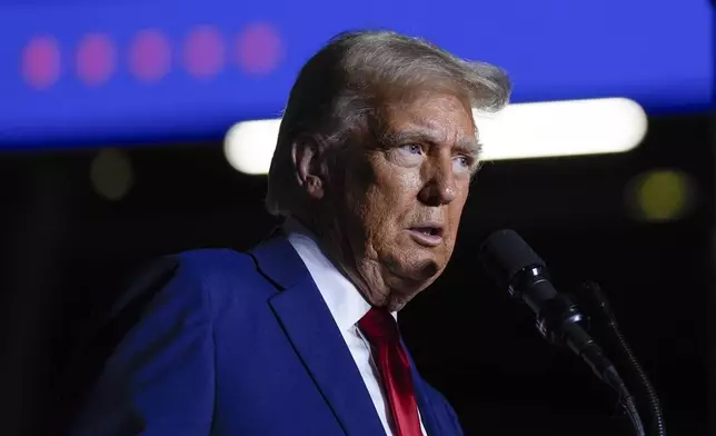 Republican presidential nominee former President Donald Trump speaks during a campaign rally at McCamish Pavilion Monday, Oct. 28, 2024, in Atlanta, Ga. (AP Photo/Julia Demaree Nikhinson)