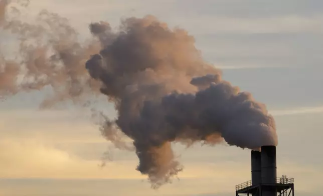 FILE - Steam is seen at the Longview WestRock mill, which makes cardboard materials including container board and corrugated containers, March 14, 2024, in Longview, Wash. (AP Photo/Jenny Kane, File)