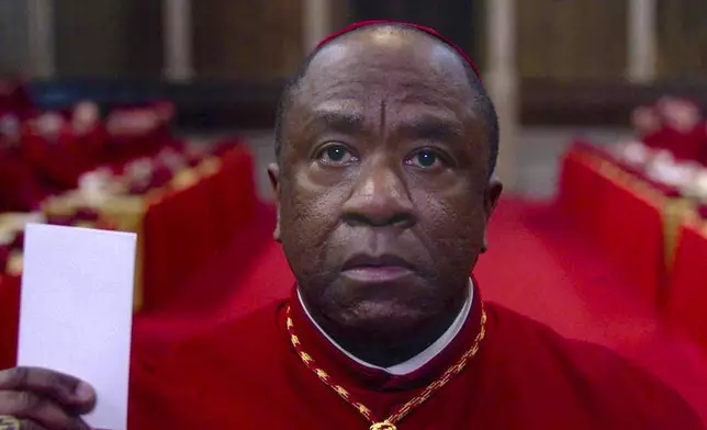 This image released by Focus Features shows Lucian Msamati in a scene from "Conclave." (Focus Features via AP)