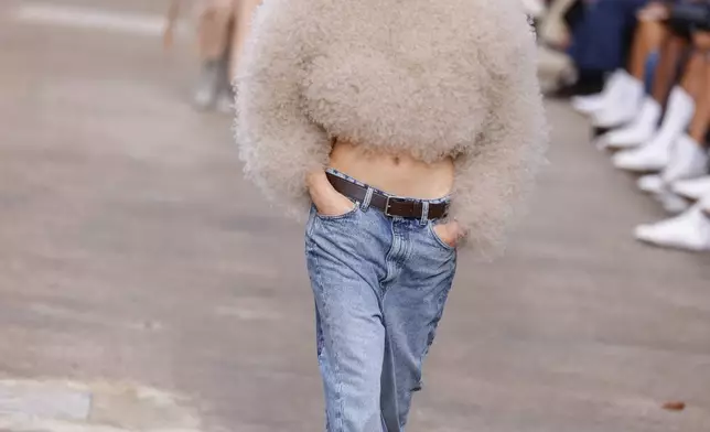 A model wears a creation as part of the Stella McCartney Spring/Summer 2025 collection presented Monday, Sept. 30, 2024 in Paris. (Photo by Vianney Le Caer/Invision/AP)