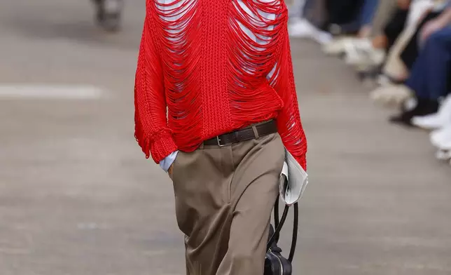 A model wears a creation as part of the Stella McCartney Spring/Summer 2025 collection presented Monday, Sept. 30, 2024 in Paris. (Photo by Vianney Le Caer/Invision/AP)